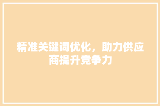 精准关键词优化，助力供应商提升竞争力