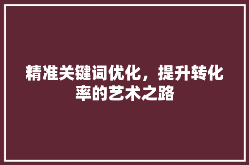 精准关键词优化，提升转化率的艺术之路