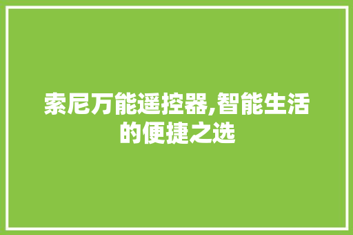 索尼万能遥控器,智能生活的便捷之选