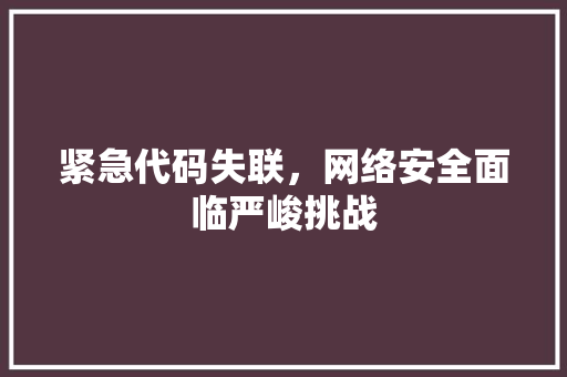 紧急代码失联，网络安全面临严峻挑战