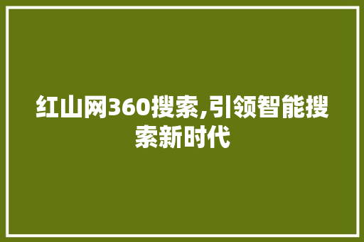 红山网360搜索,引领智能搜索新时代