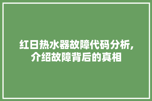 红日热水器故障代码分析,介绍故障背后的真相