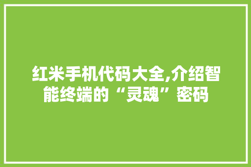 红米手机代码大全,介绍智能终端的“灵魂”密码