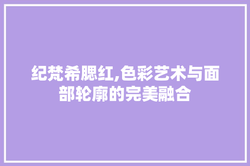 纪梵希腮红,色彩艺术与面部轮廓的完美融合