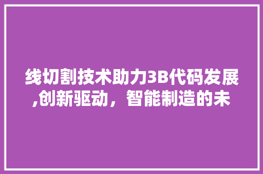 线切割技术助力3B代码发展,创新驱动，智能制造的未来之路