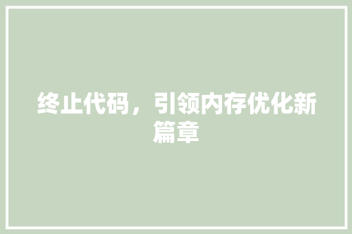 终止代码，引领内存优化新篇章