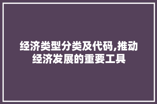 经济类型分类及代码,推动经济发展的重要工具