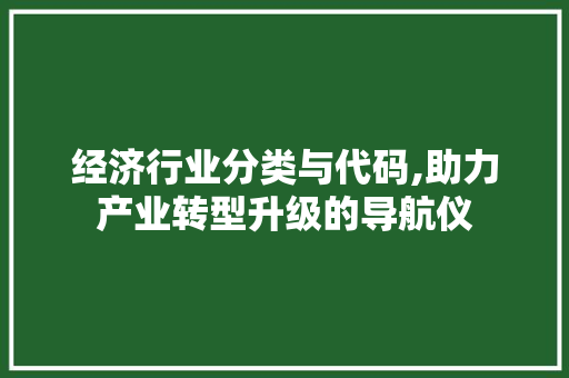 经济行业分类与代码,助力产业转型升级的导航仪