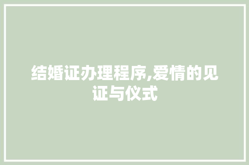 结婚证办理程序,爱情的见证与仪式