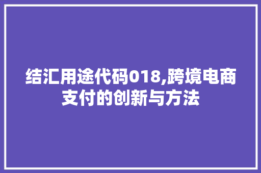 结汇用途代码018,跨境电商支付的创新与方法