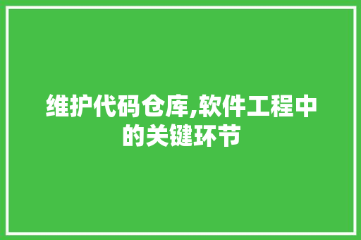 维护代码仓库,软件工程中的关键环节