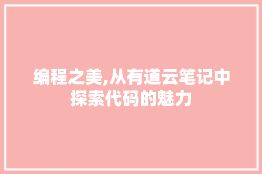 编程之美,从有道云笔记中探索代码的魅力