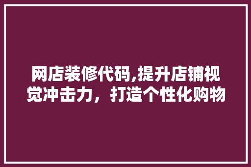 网店装修代码,提升店铺视觉冲击力，打造个性化购物体验