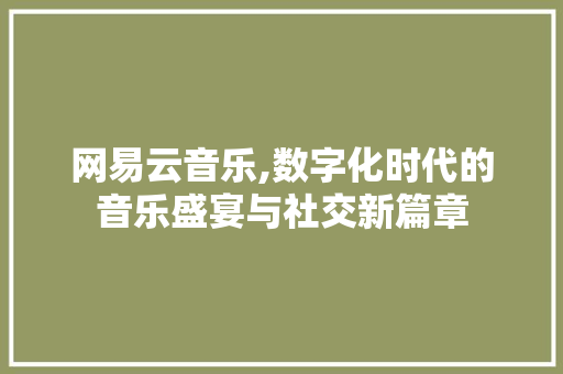 网易云音乐,数字化时代的音乐盛宴与社交新篇章