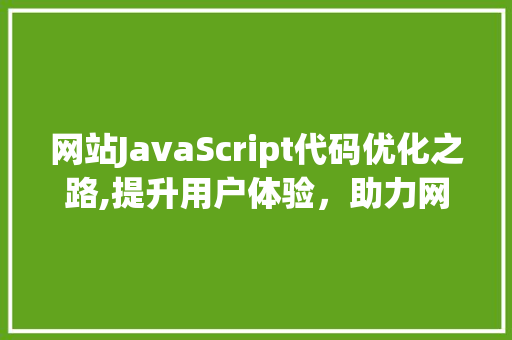 网站JavaScript代码优化之路,提升用户体验，助力网站发展