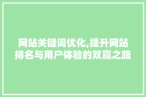 网站关键词优化,提升网站排名与用户体验的双赢之路