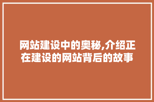 网站建设中的奥秘,介绍正在建设的网站背后的故事