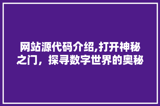 网站源代码介绍,打开神秘之门，探寻数字世界的奥秘