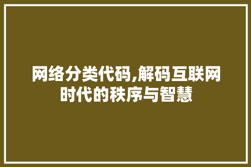 网络分类代码,解码互联网时代的秩序与智慧