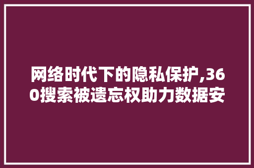 网络时代下的隐私保护,360搜索被遗忘权助力数据安全