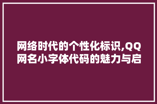 网络时代的个性化标识,QQ网名小字体代码的魅力与启示