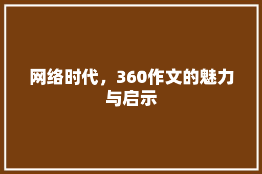 网络时代，360作文的魅力与启示