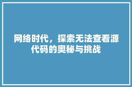 网络时代，探索无法查看源代码的奥秘与挑战