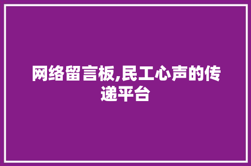 网络留言板,民工心声的传递平台