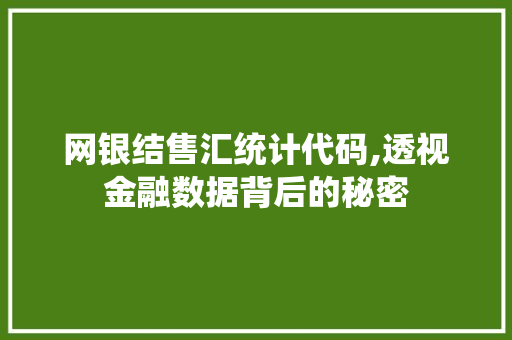 网银结售汇统计代码,透视金融数据背后的秘密