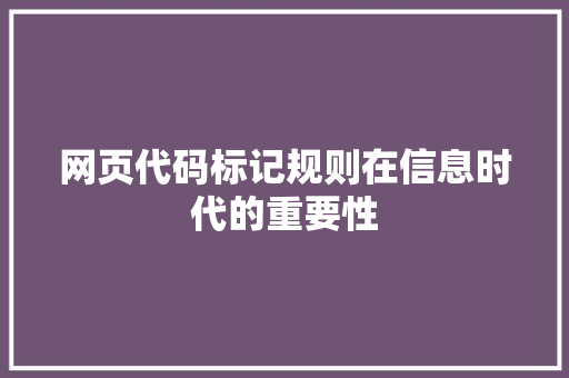 网页代码标记规则在信息时代的重要性