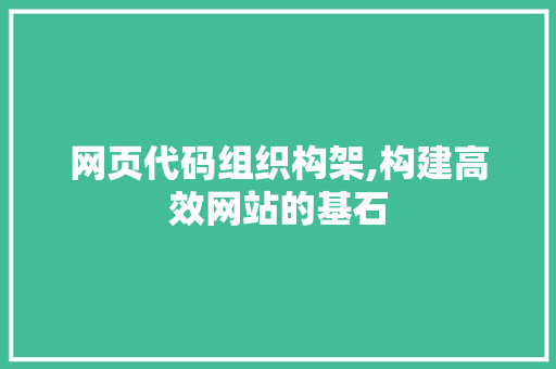 网页代码组织构架,构建高效网站的基石