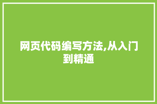 网页代码编写方法,从入门到精通