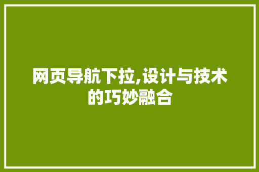 网页导航下拉,设计与技术的巧妙融合