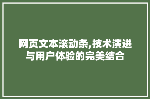 网页文本滚动条,技术演进与用户体验的完美结合