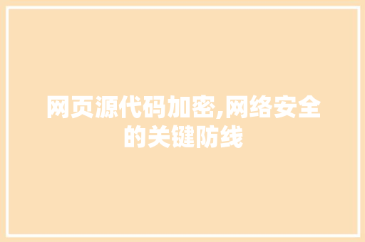 网页源代码加密,网络安全的关键防线