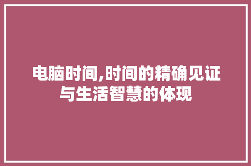 电脑时间,时间的精确见证与生活智慧的体现