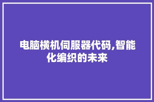 电脑横机伺服器代码,智能化编织的未来