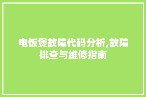 电饭煲故障代码分析,故障排查与维修指南