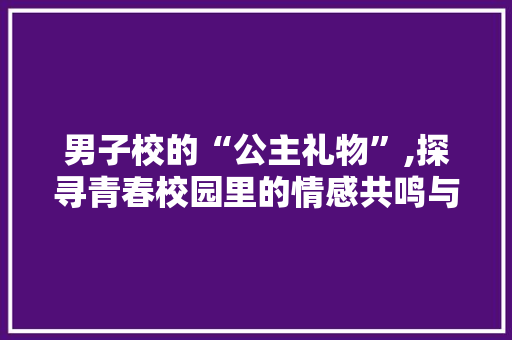 男子校的“公主礼物”,探寻青春校园里的情感共鸣与成长