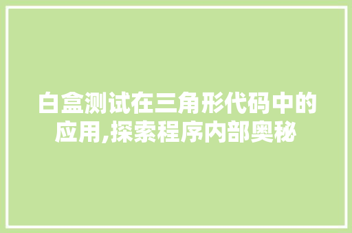 白盒测试在三角形代码中的应用,探索程序内部奥秘