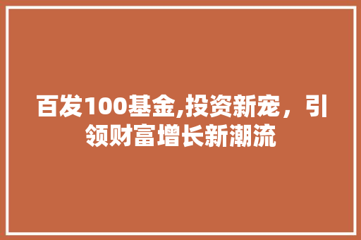 百发100基金,投资新宠，引领财富增长新潮流