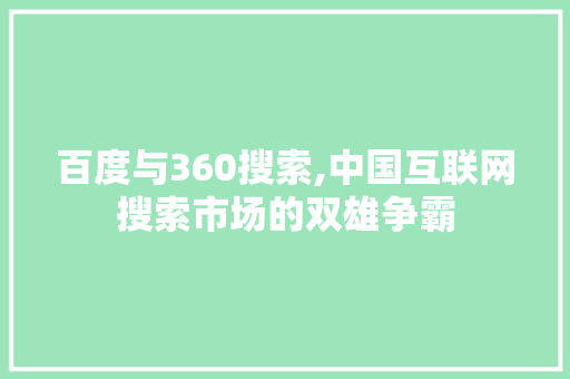 百度与360搜索,中国互联网搜索市场的双雄争霸