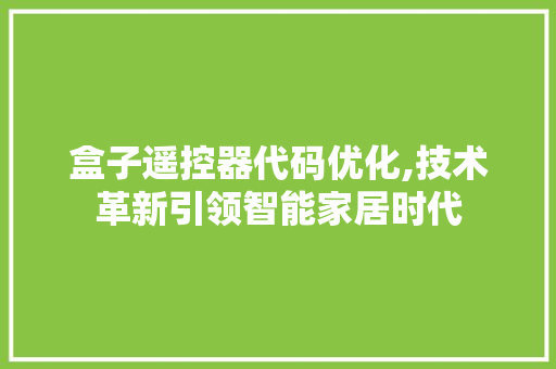 盒子遥控器代码优化,技术革新引领智能家居时代