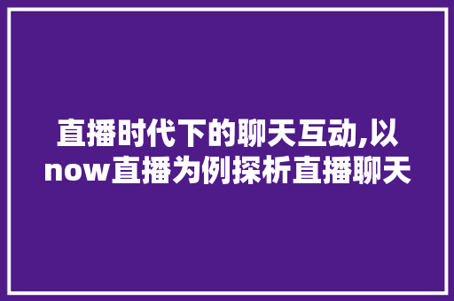 直播时代下的聊天互动,以now直播为例探析直播聊天代码的魅力