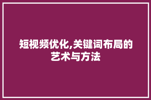 短视频优化,关键词布局的艺术与方法