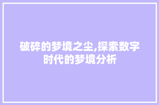 破碎的梦境之尘,探索数字时代的梦境分析