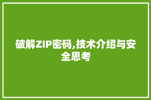 破解ZIP密码,技术介绍与安全思考