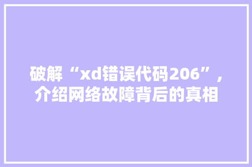 破解“xd错误代码206”,介绍网络故障背后的真相