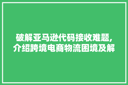 破解亚马逊代码接收难题,介绍跨境电商物流困境及解决方法