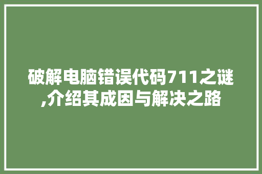 破解电脑错误代码711之谜,介绍其成因与解决之路